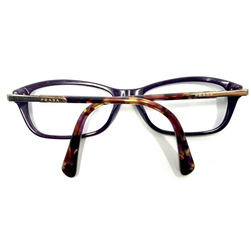 Prada Purple Cat Eye Glasses Brown Tortoise Gold Temple Italy VPR04P 54 17 135